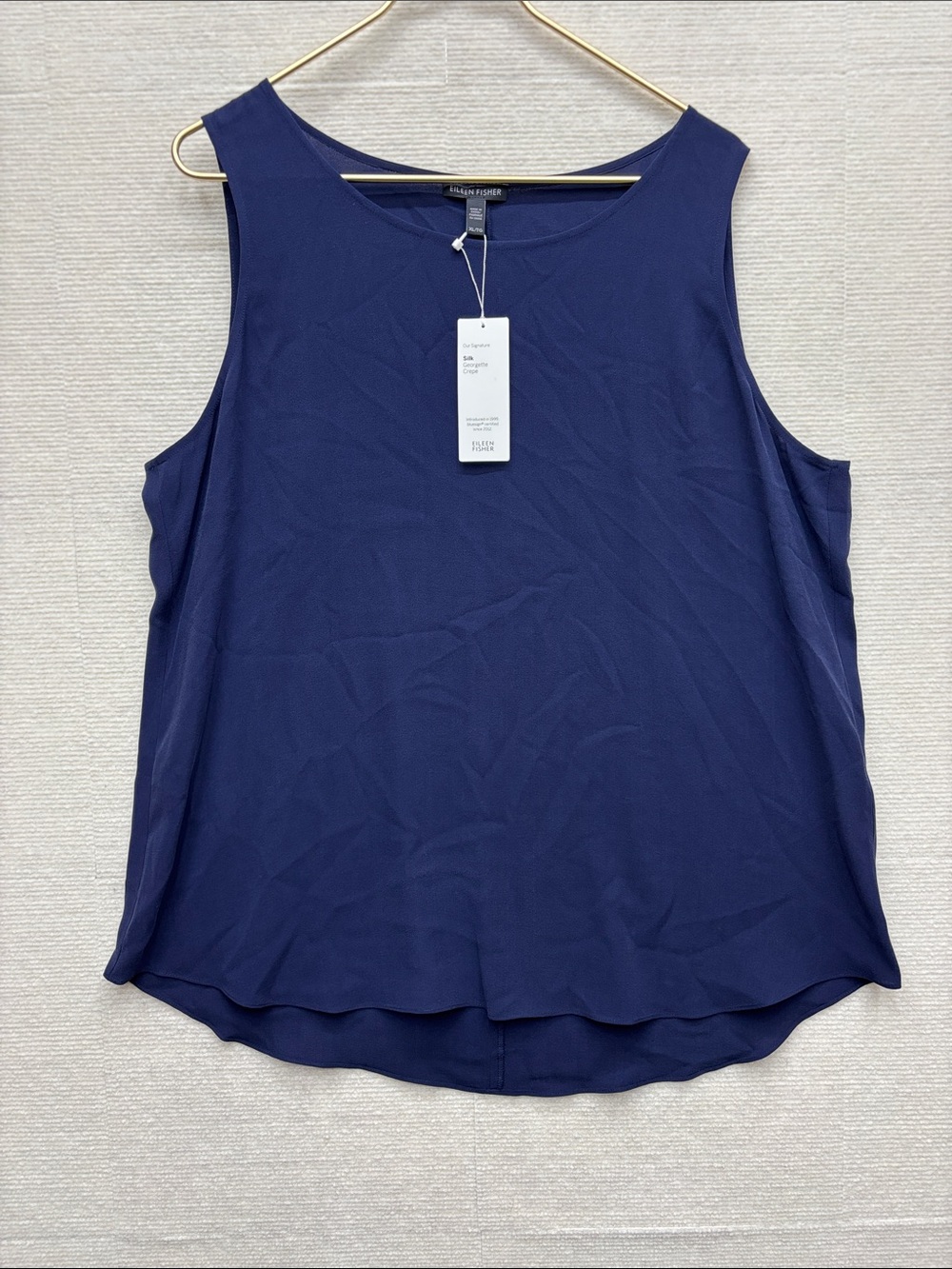 New Eileen Fisher | XL Navy Sleeveless Scoop Neck Camisole silk